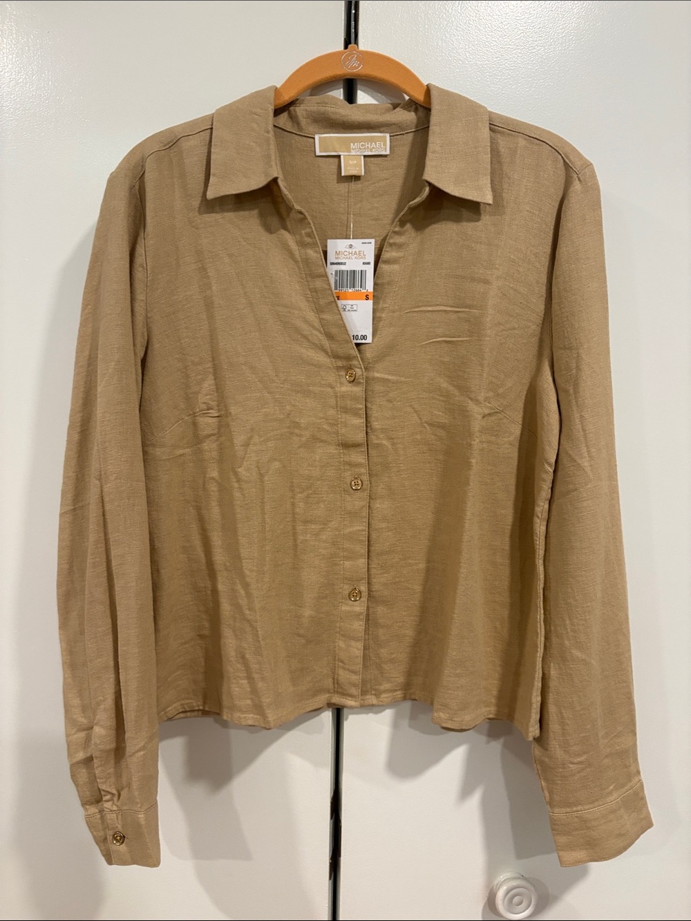 MICHAEL Michael Kors khaki colored Button-Front Collared Women’s Shirt